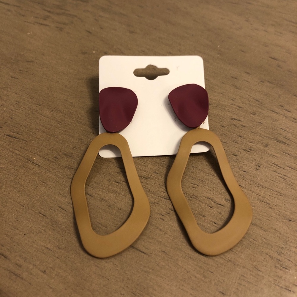 Elegant Maroon and Tan Ethnic Earrings Fashion Jewelry